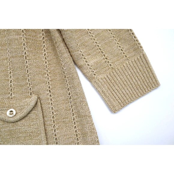 Charter Club Womens Gold Shimmer Cardigan Ethereal Twee Beige Normcore Pockets - Picture 7 of 10